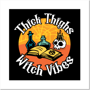 Thick Thighs Witch Vibes Spell Book, Potions, Skull Posters and Art